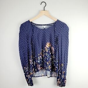 Love Fire Blue Blouse XS